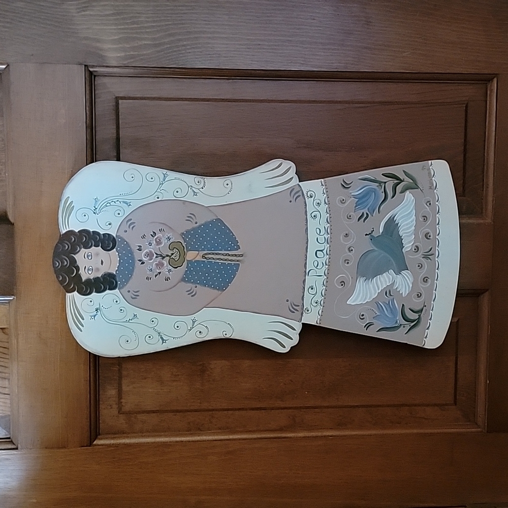 Hand painted wooden angel